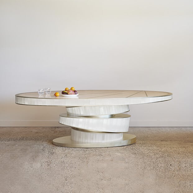 jallu ring table gypse sycamore white gold leaf